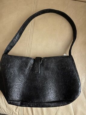 Black Embossed Floral Hand Bag Destiny Handbags Aubrey Small 10x6 Smoke Free
